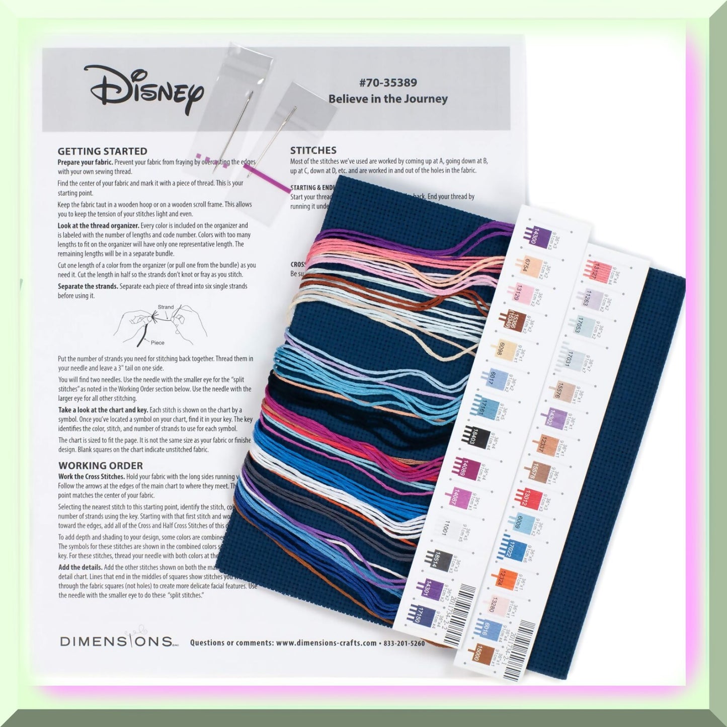 Frozen II Cross Stitch Kit with Navy Aida and Step-by-Step Instructions