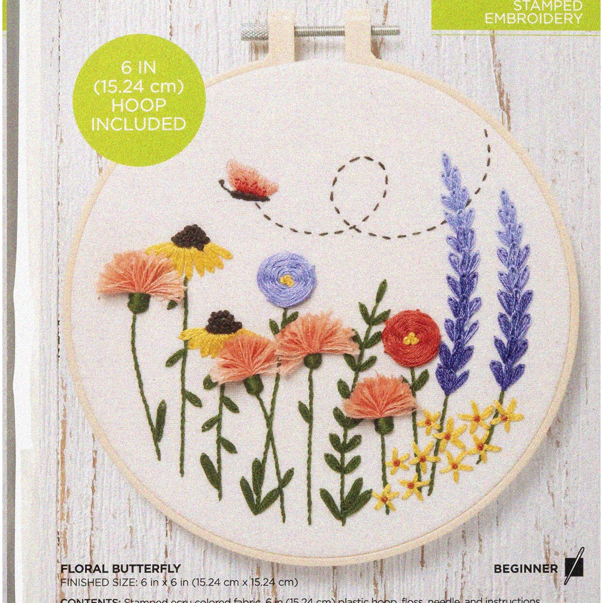 Spring Floral Butterfly Cross Stitch Kit with Embroidery Design