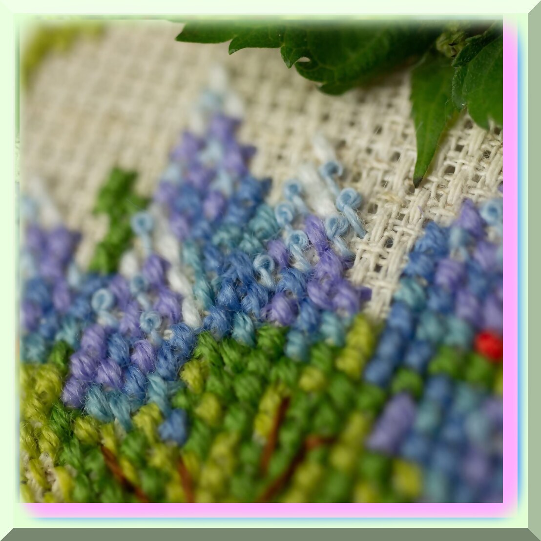 Spring Garden Cross Stitch Kit with Vibrant Colors on 14 ct Flaxen Aida