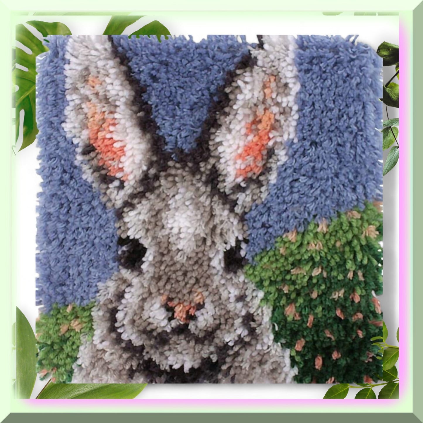 Grey Rabbit Latch Hook Rug Kit for Home Decor