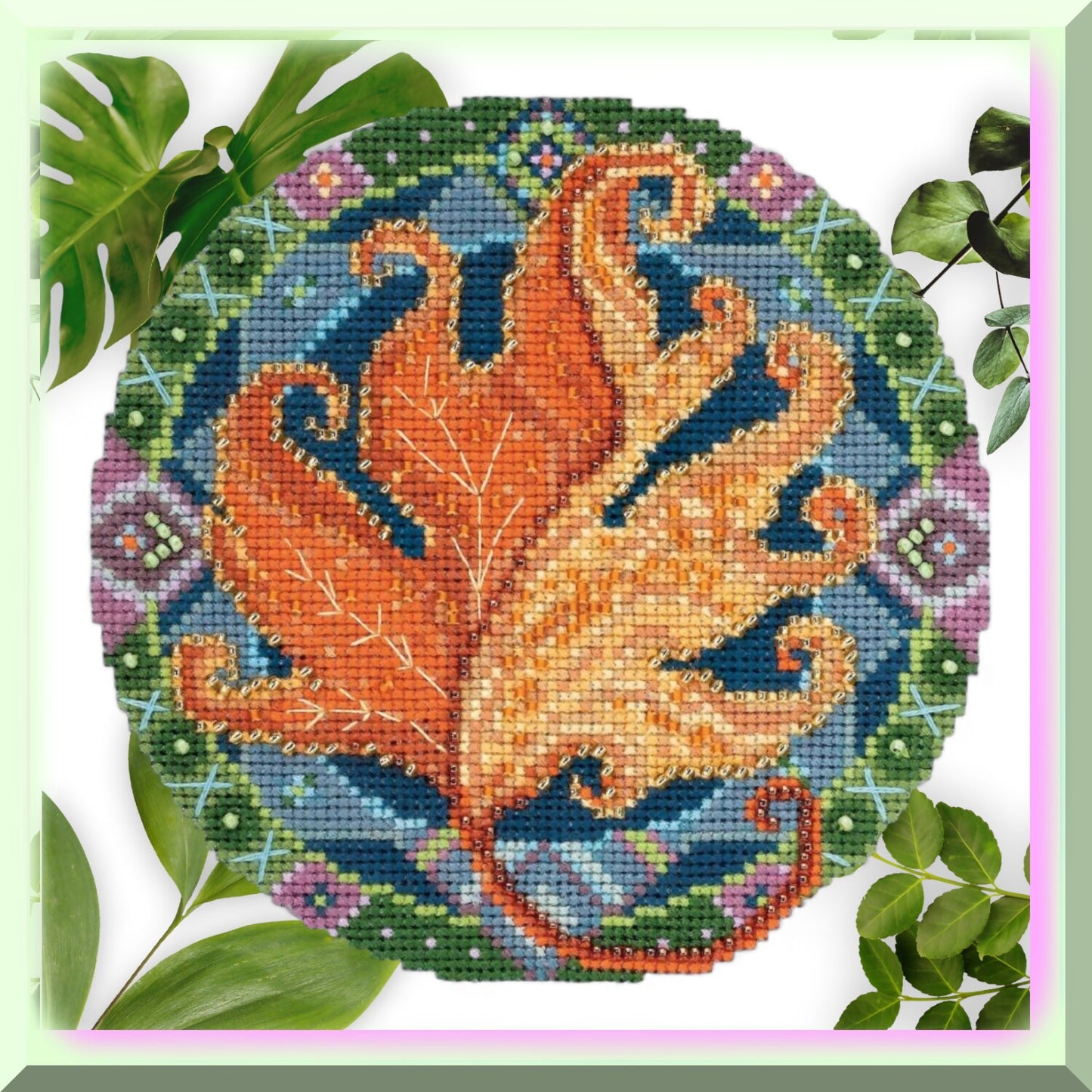 Autumn Harvest Cross Stitch Kit for Fall Holiday Decor