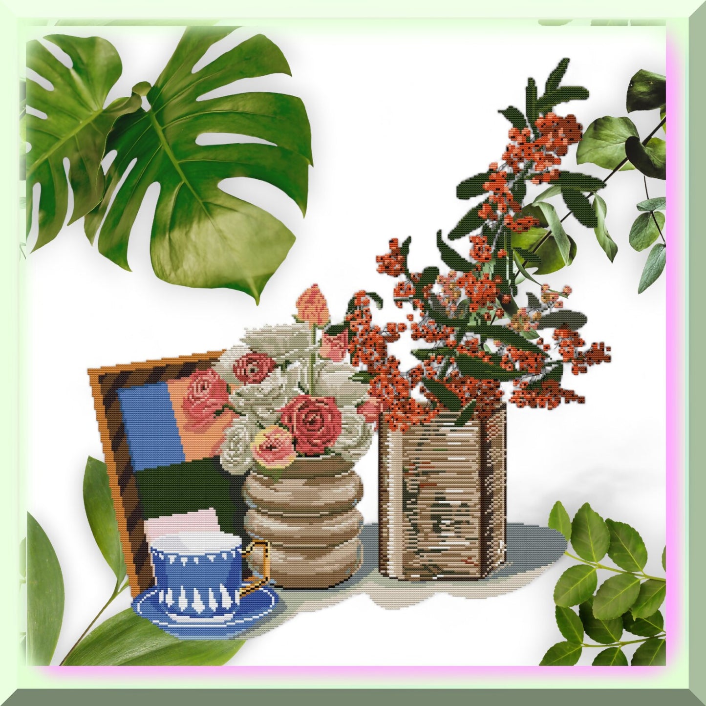 Love Life Roses Cross Stitch Kit for Beginners