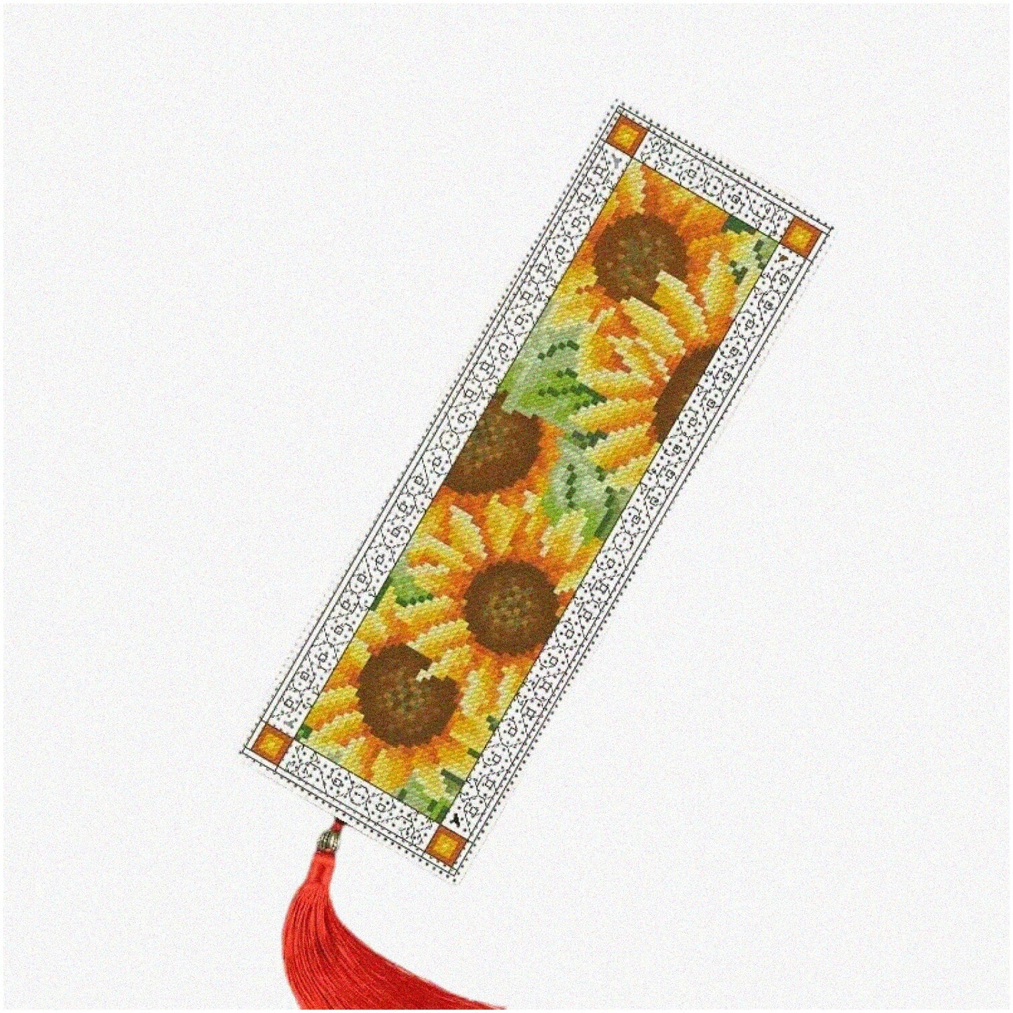 Sunflower Stitched Canvas Bookmark Kit for DIY Embroidery