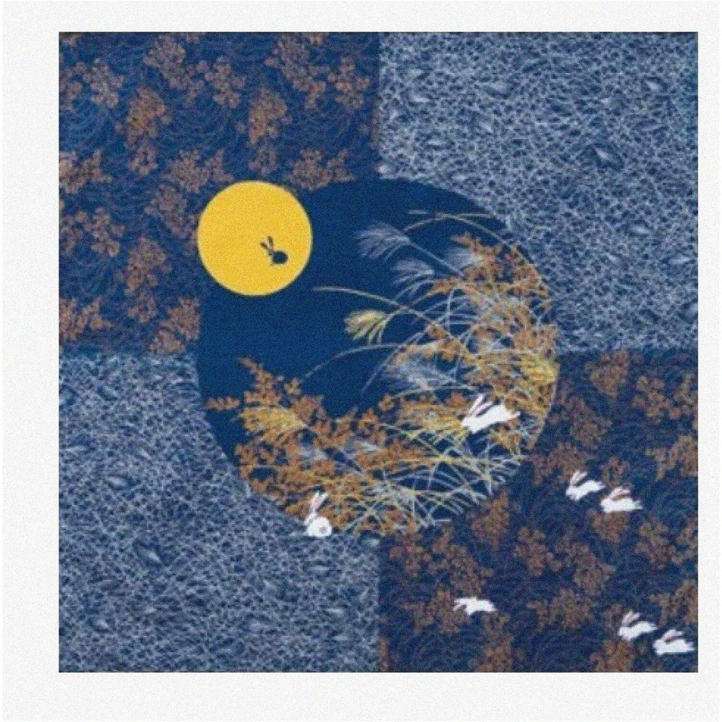 Navy Furoshiki Cloth with Rabbit in Moon Motif 50cm