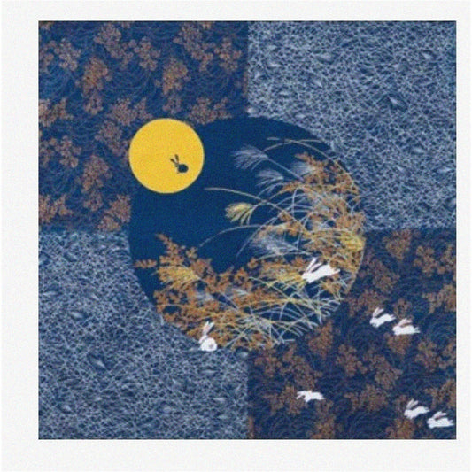 Navy Furoshiki Cloth with Rabbit in Moon Motif 50cm