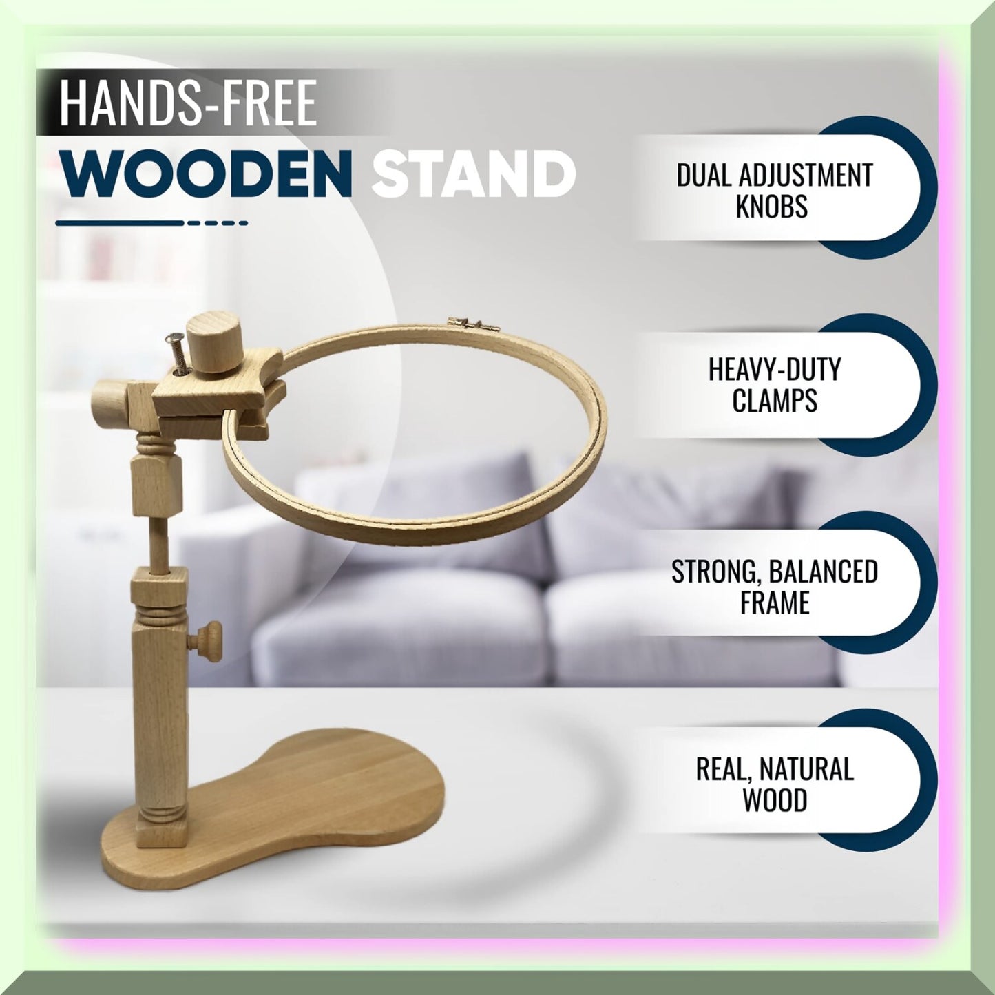 Complete Hand Embroidery Kit with Hoop Stand and Colored Threads