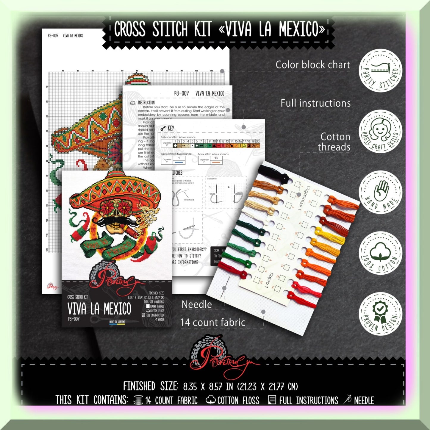 Viva la Mexico Day of the Dead Cross Stitch Kit