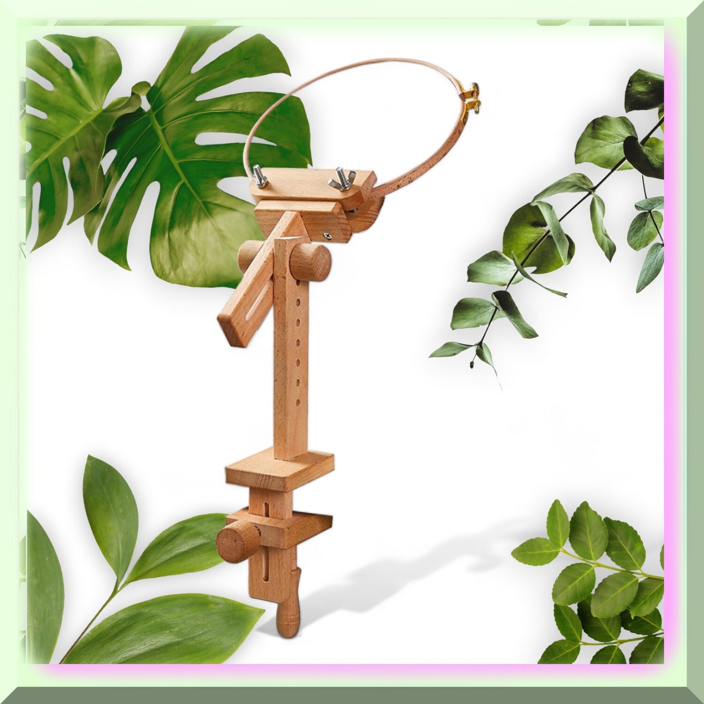 Wood Hoop Holder for Embroidery and Needlework