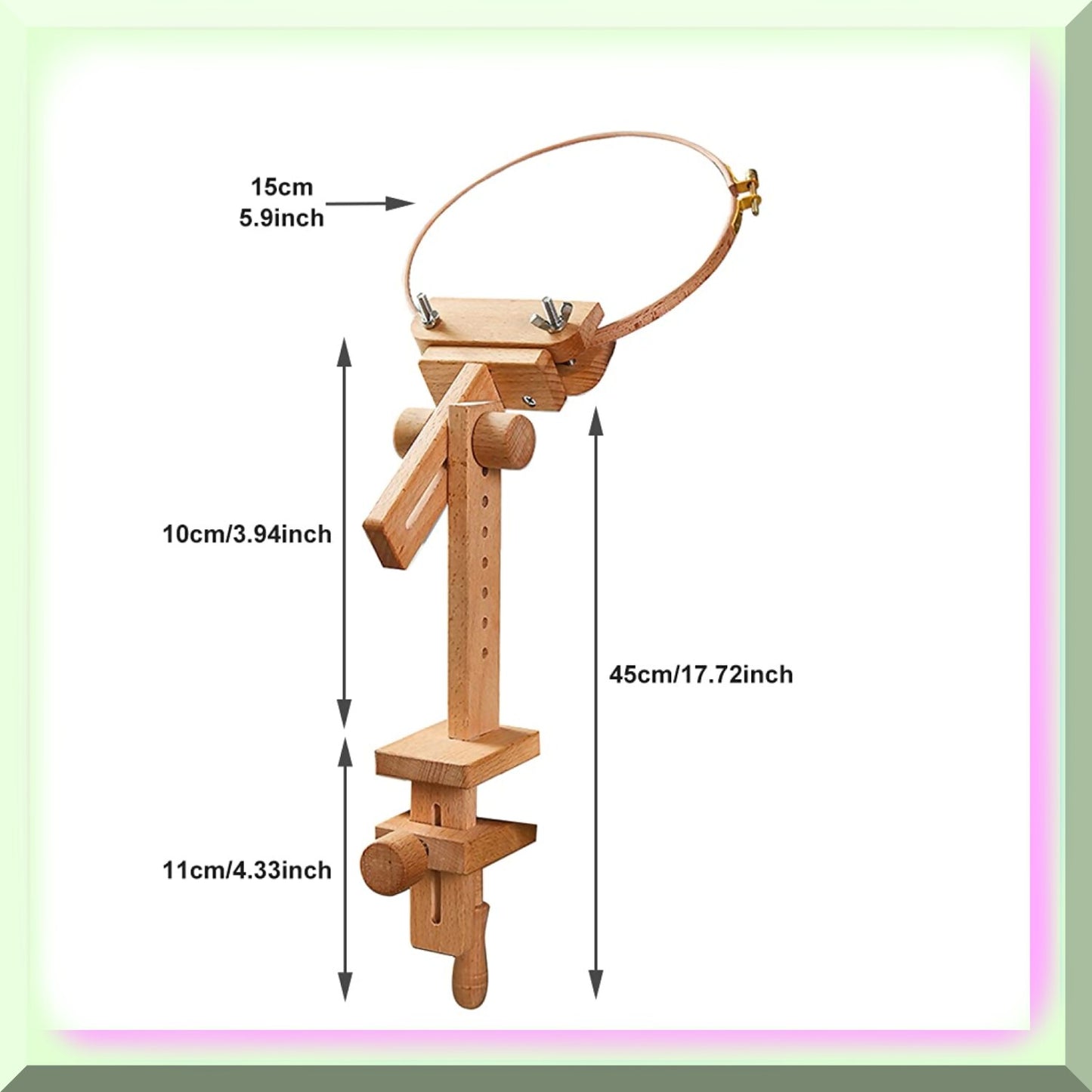 Wood Hoop Holder for Embroidery and Needlework