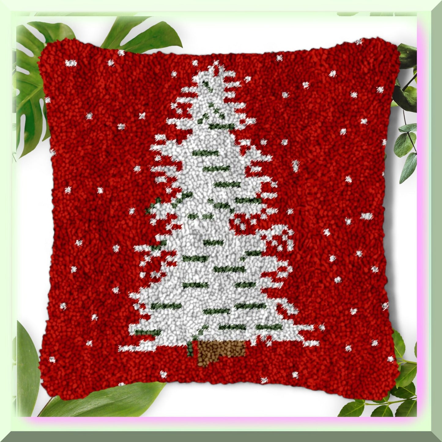 Snowy Bliss Latch Hook Pillow Kit for Home Decor