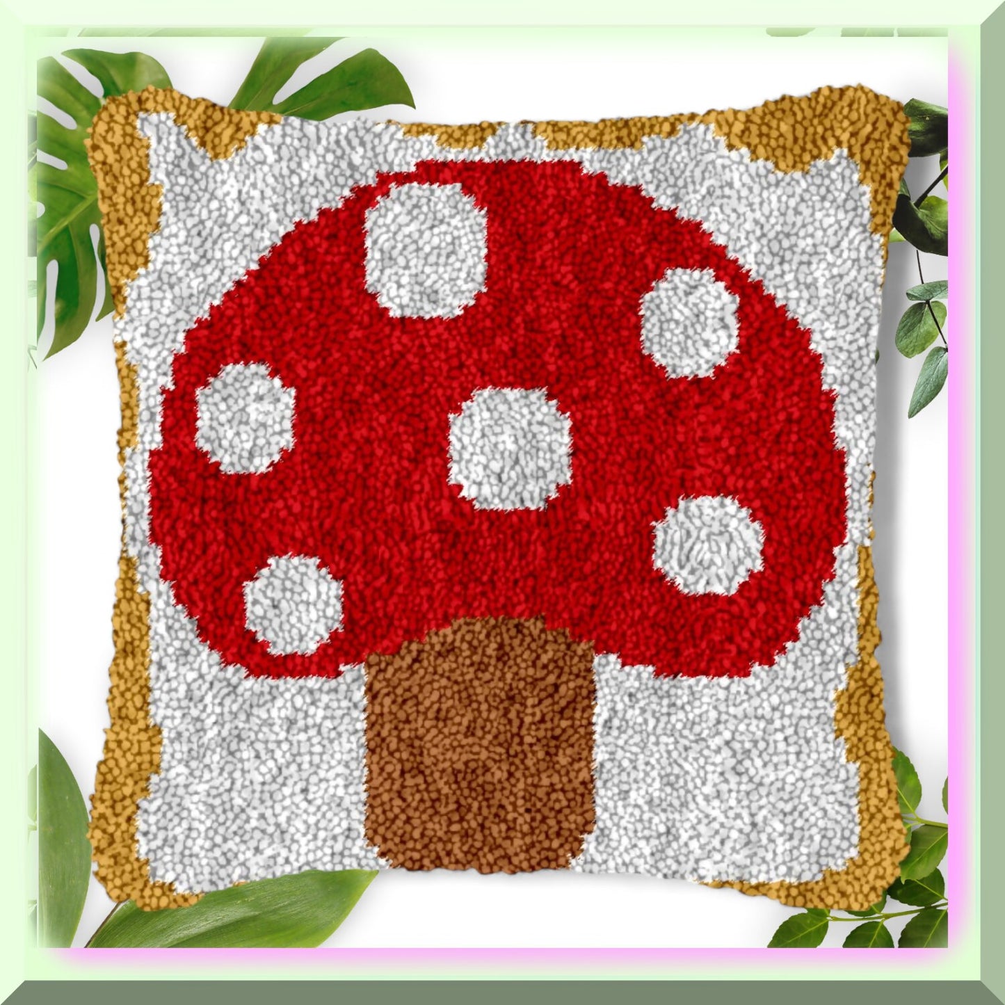 Mushroom Latch Hook Pillow Kit for Home Decor