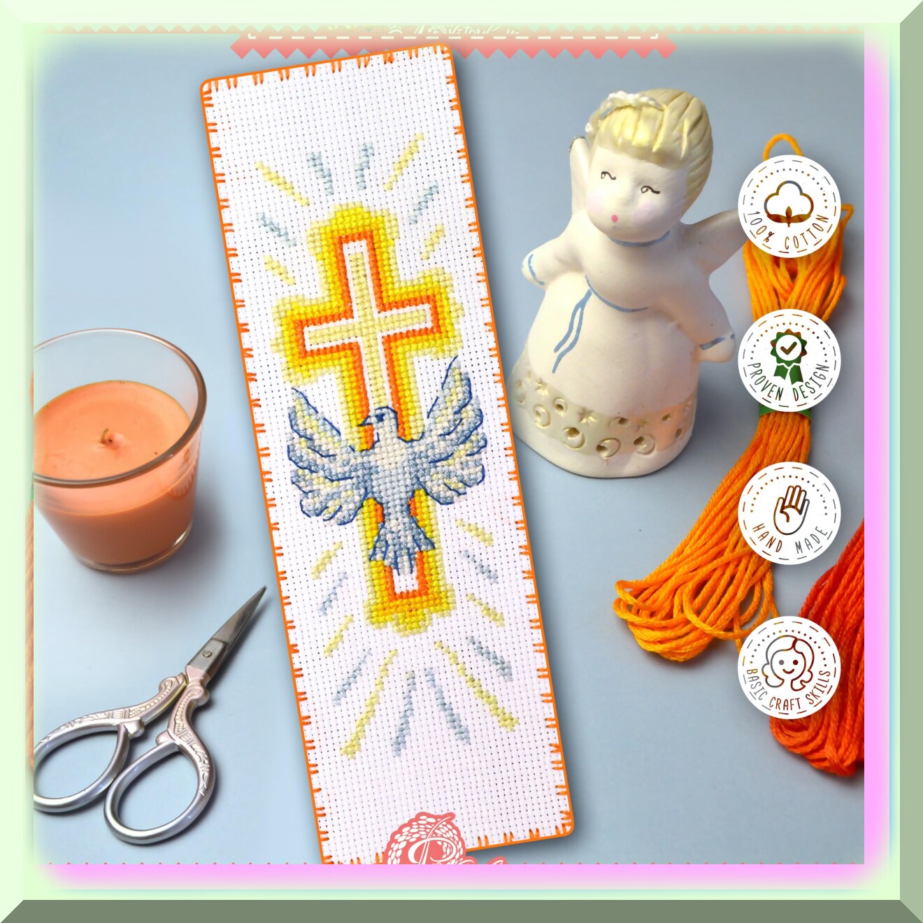 Holy Spirit Embroidery Kit for Christian Bookmarks and Gifts