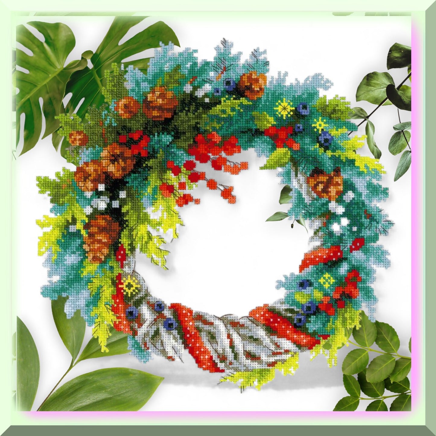 Cross Stitch Kit with 29 Colors for Holiday Decor