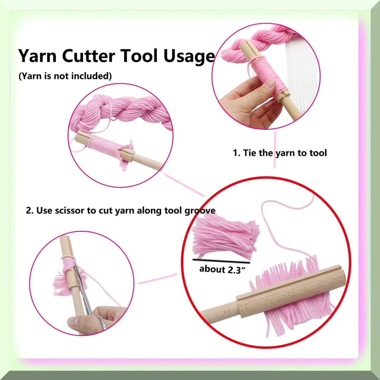 Wood Yarn Cutter for DIY Latch Hook Rug Making