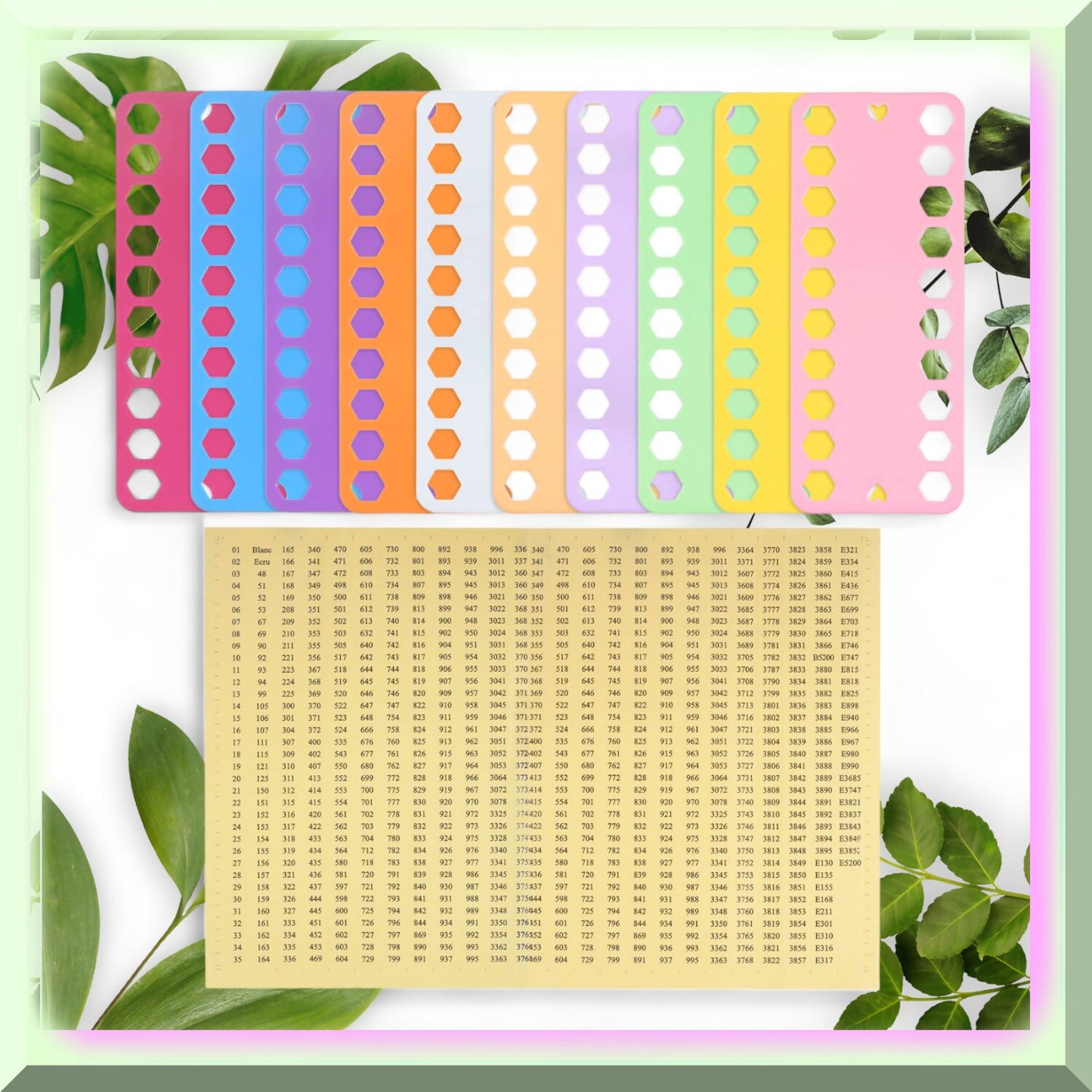 Colorful Embroidery Floss Organizer with 10 Cards and 20 Slots
