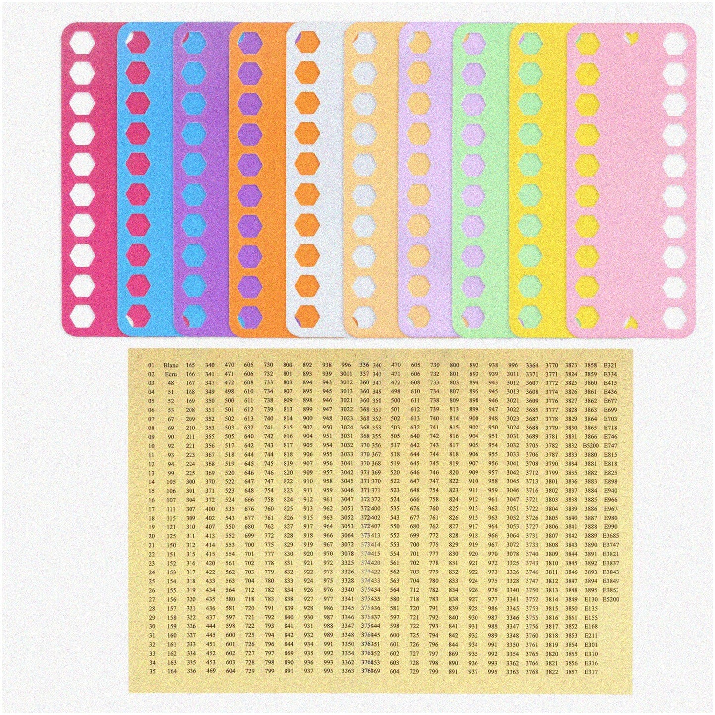 Colorful Embroidery Floss Organizer with 10 Cards and 20 Slots