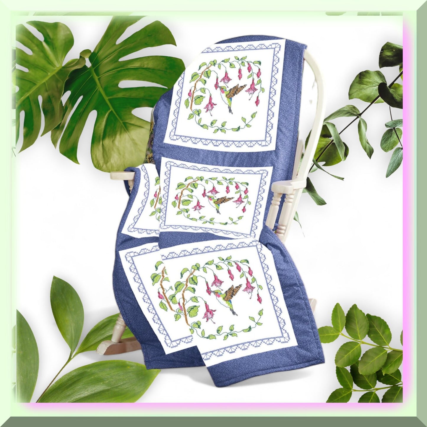 Cross Stitch Quilt Blocks Set of 6 for DIY Home Decor