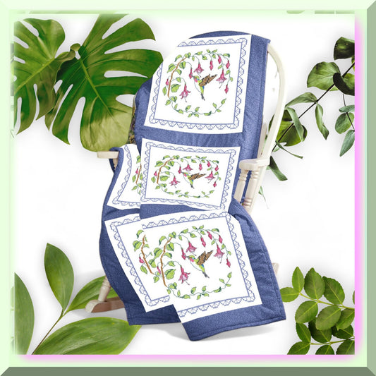 Cross Stitch Quilt Blocks Set of 6 for DIY Home Decor
