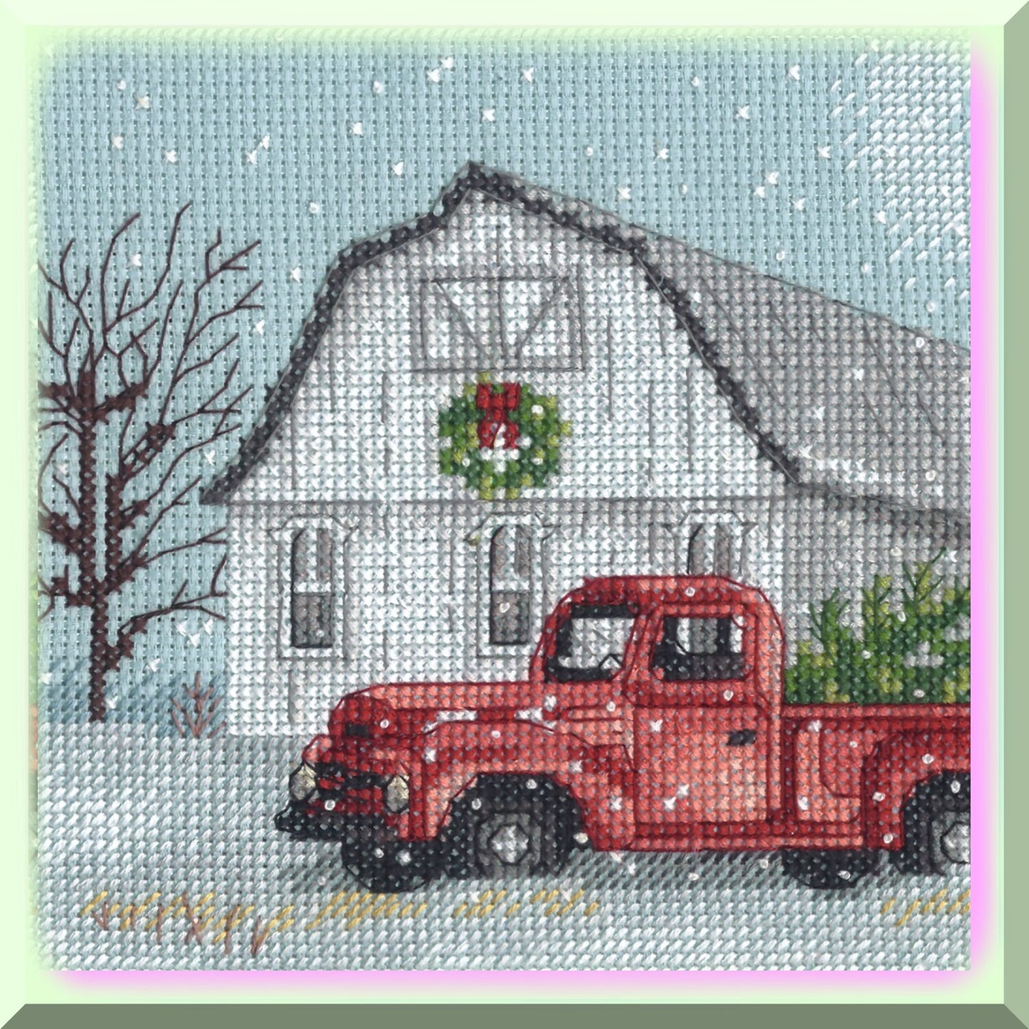 Winter Farm Cross Stitch Kit for Countryside Scene