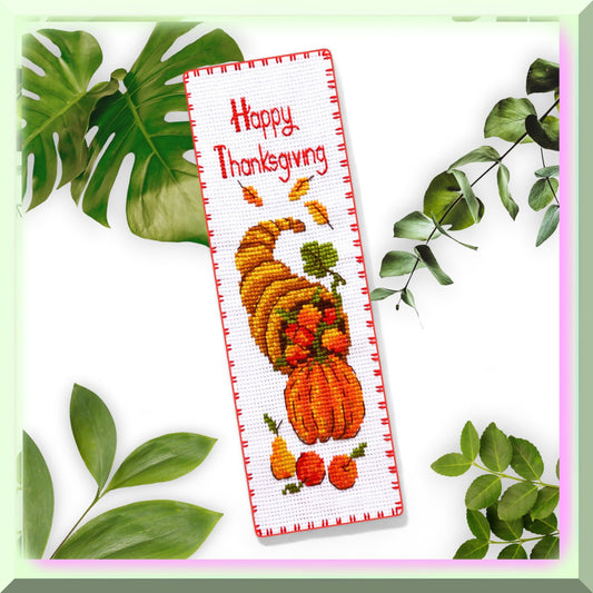 Thanksgiving Cross Stitch Kit with Pattern, Aida Fabric, Threads