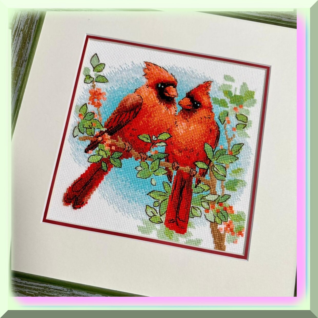 Vibrant Red Cardinal Cross Stitch Kit for Beginners