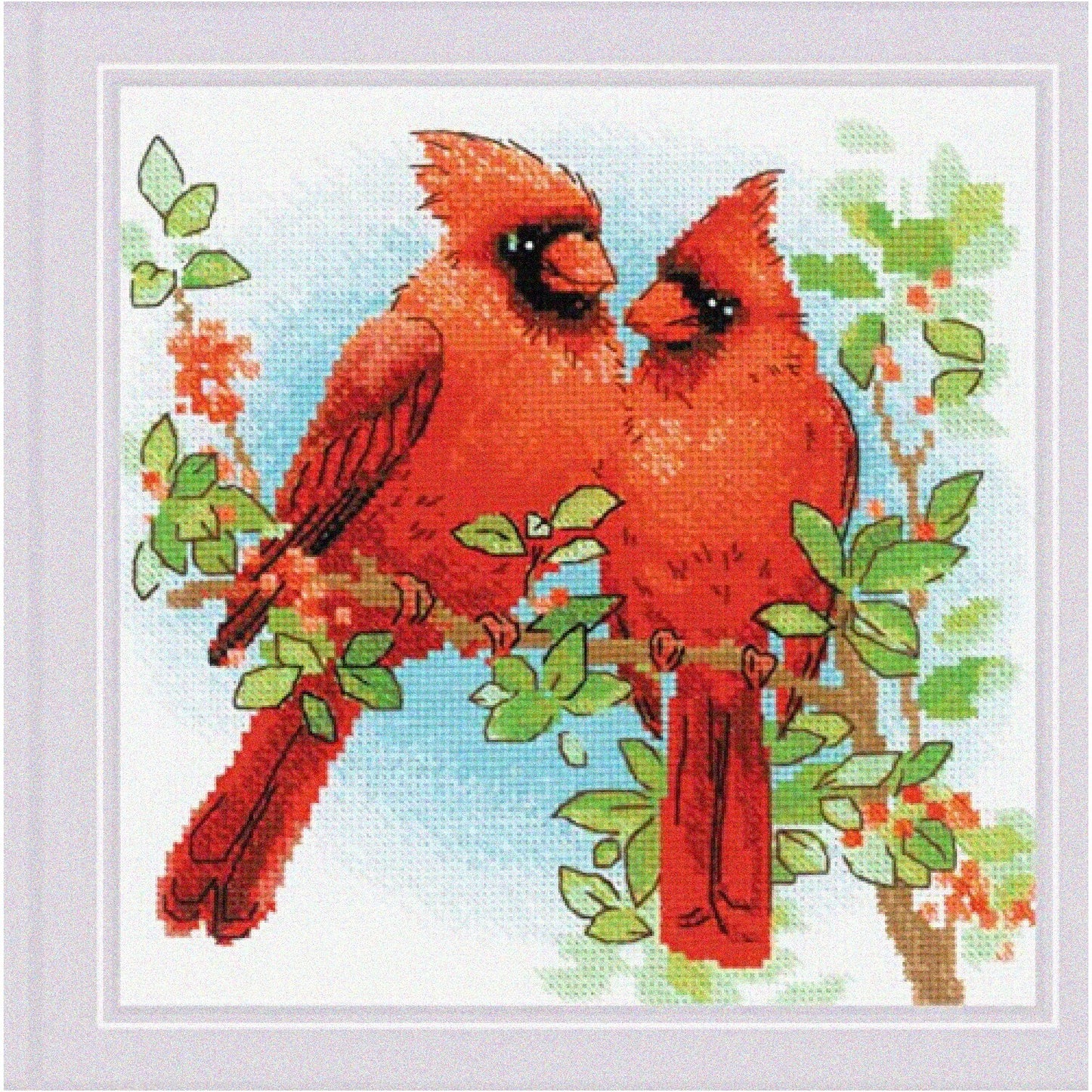 Vibrant Red Cardinal Cross Stitch Kit for Beginners