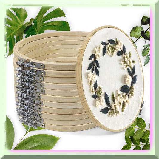 8-Inch Bamboo Embroidery Hoop Set for Crafting