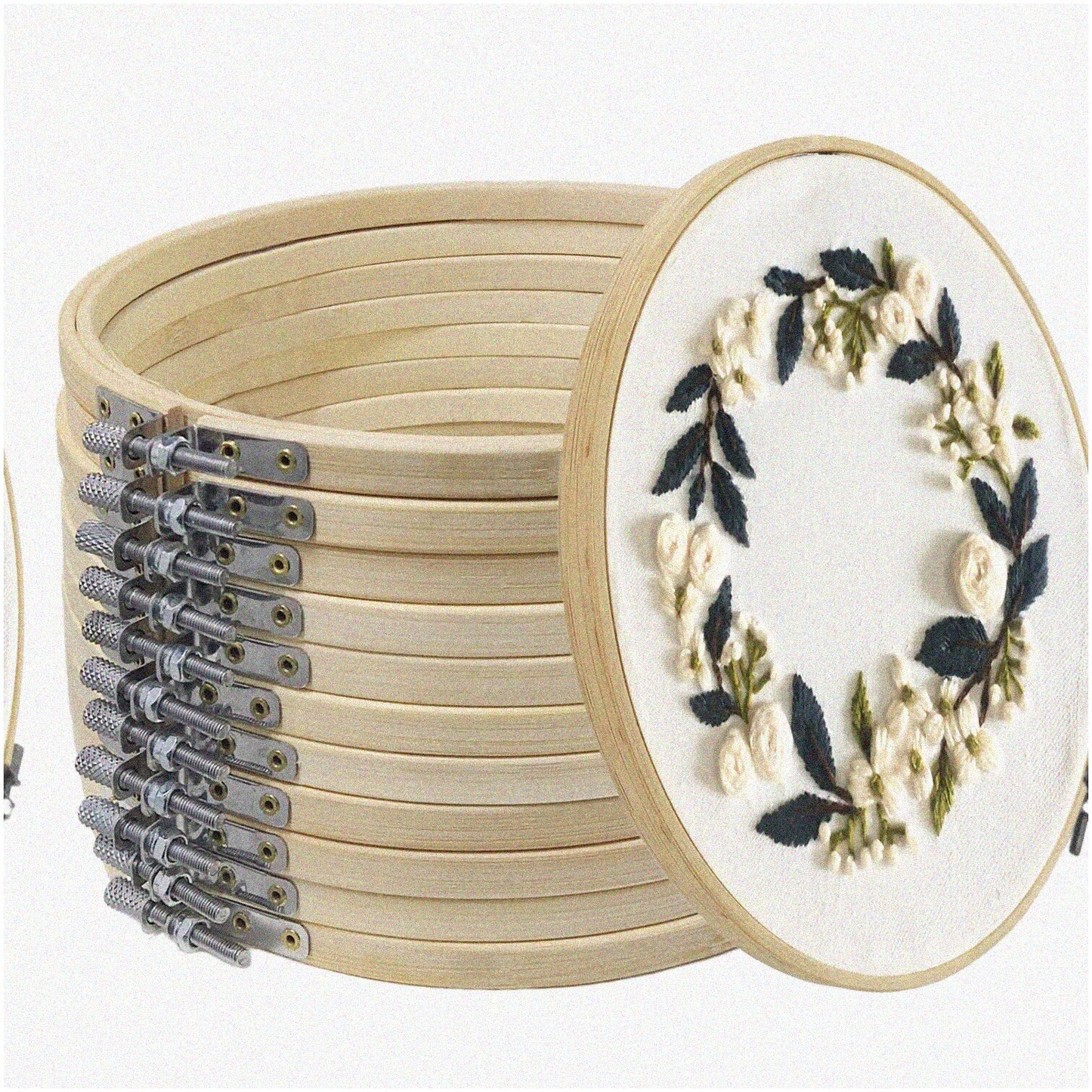 8-Inch Bamboo Embroidery Hoop Set for Crafting