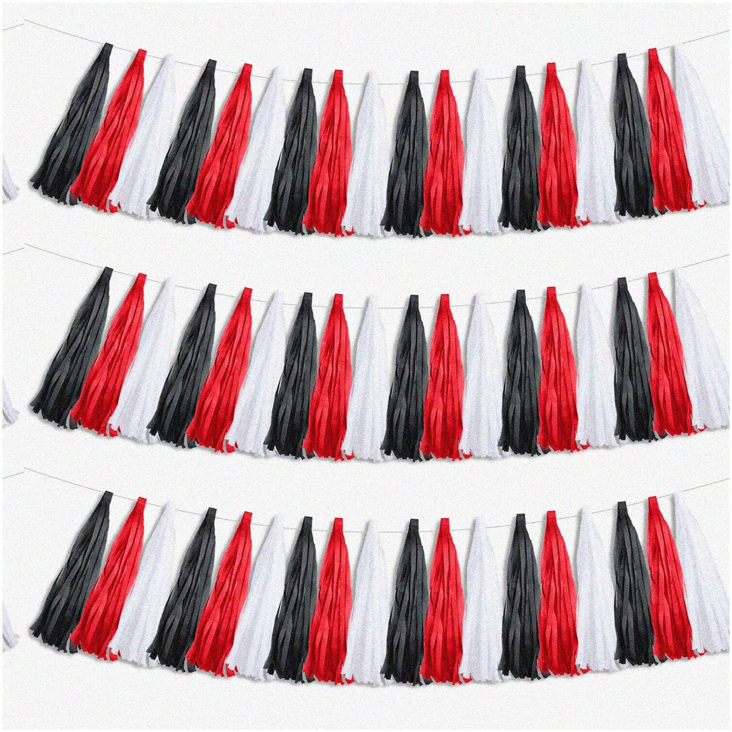 30 pcs Tissue Paper Tel Garland, 30 cm, Red, White, Black