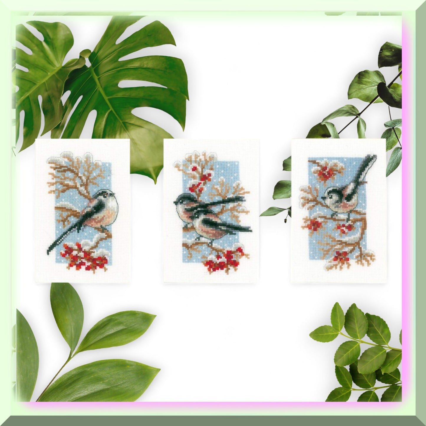 Miniature Cross Stitch Kit with Tits and Berries