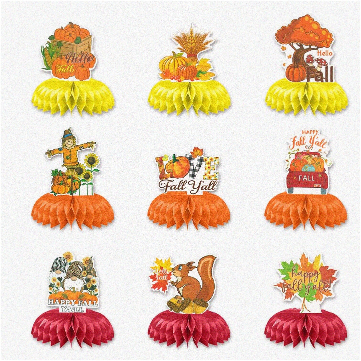 Autumn Harvest Gnome Honeycomb Centerpieces 9 pcs