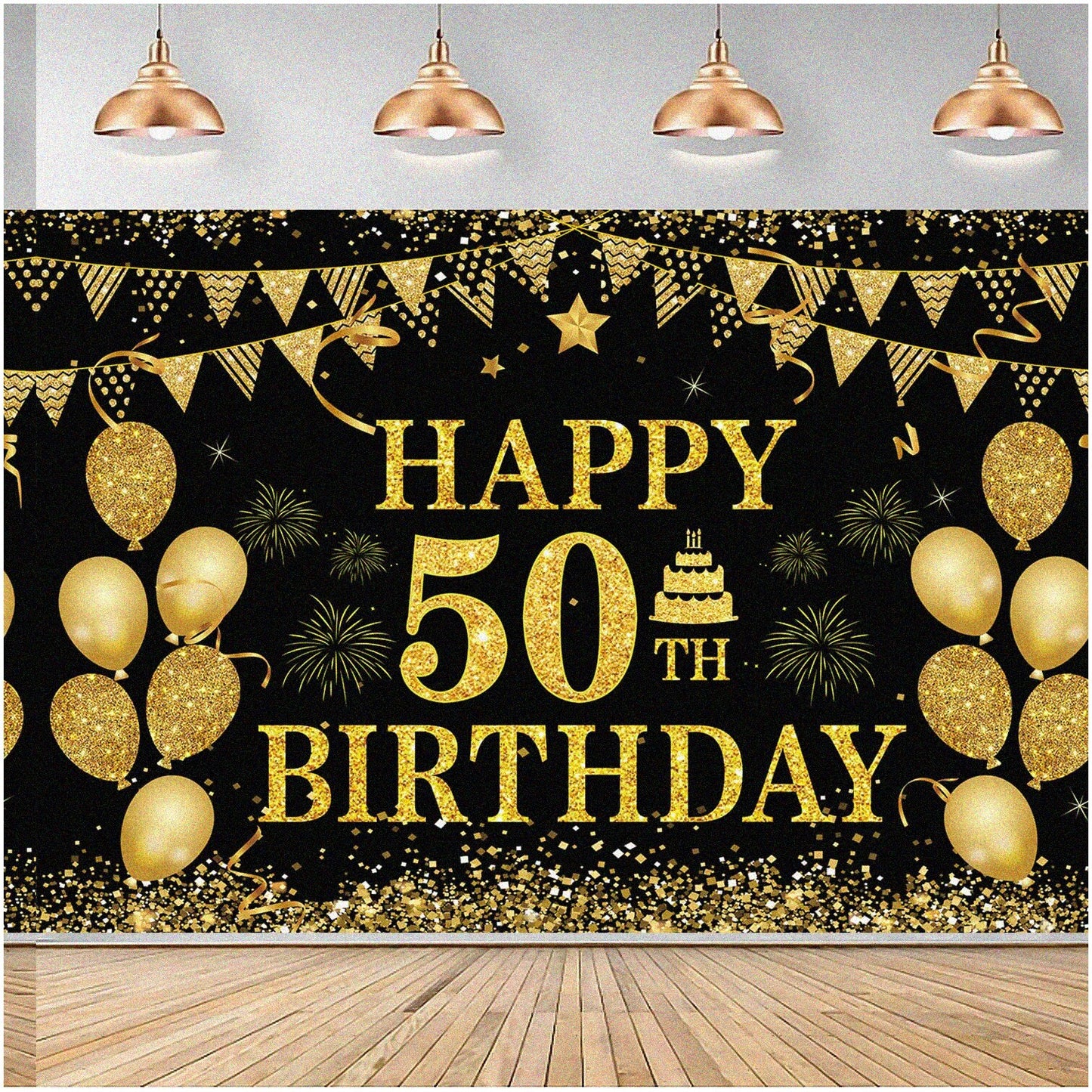Sparkling Rose Gold Glitter Banner for 40th Birthday