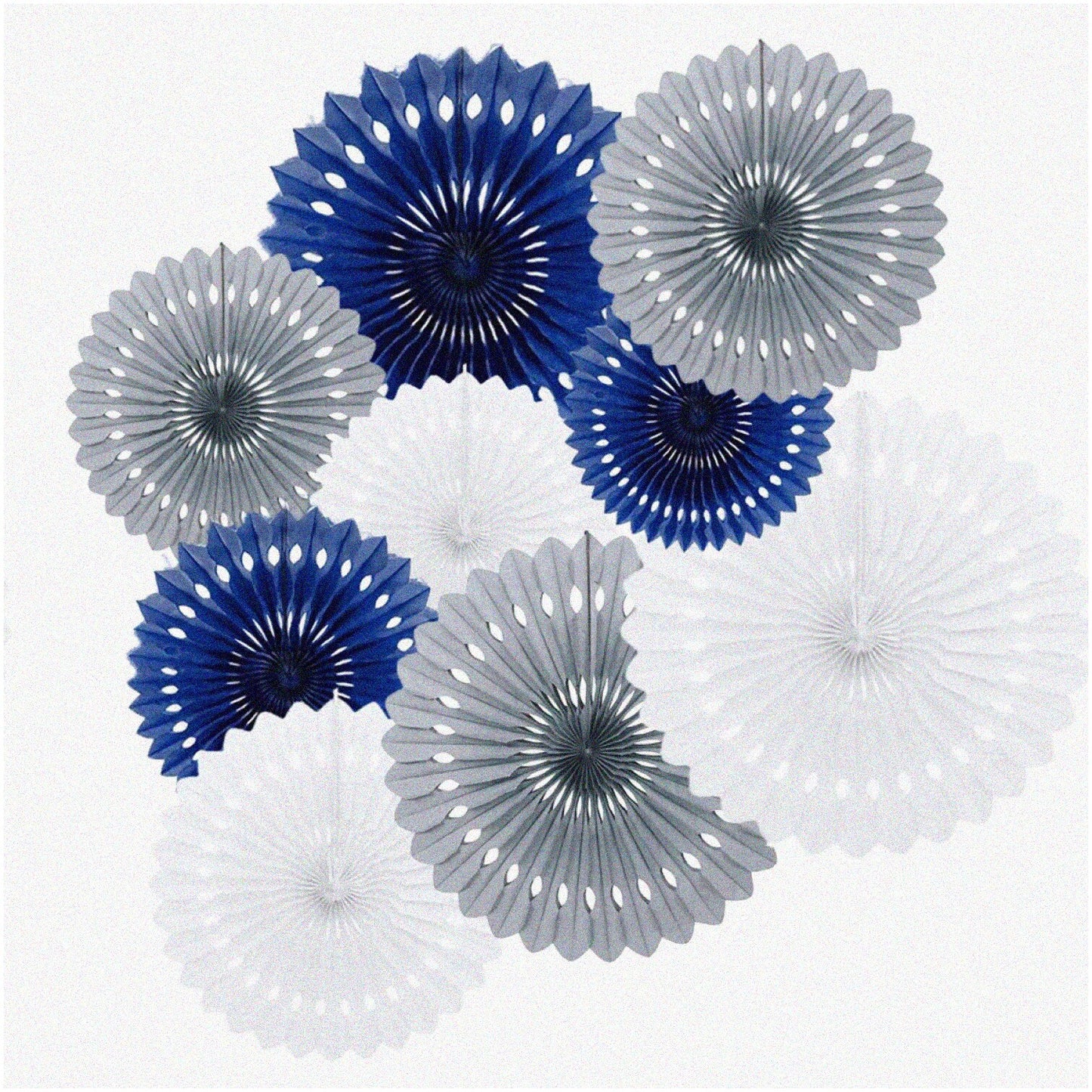 9PCS Navy Origami Paper Fan Rosettes