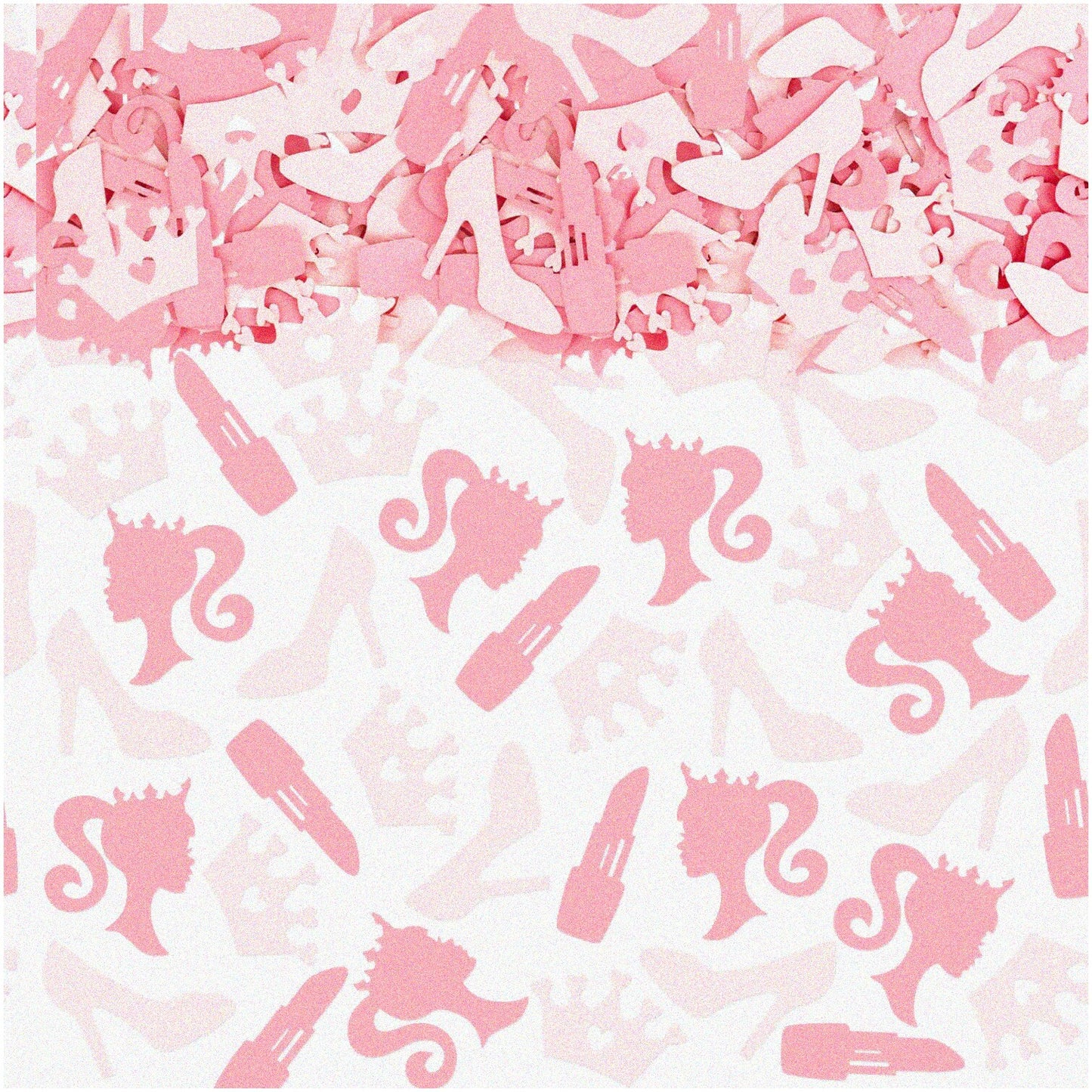 Pink Princess Confetti Set with Lipstick, Heels, Crown, and Princess Figures