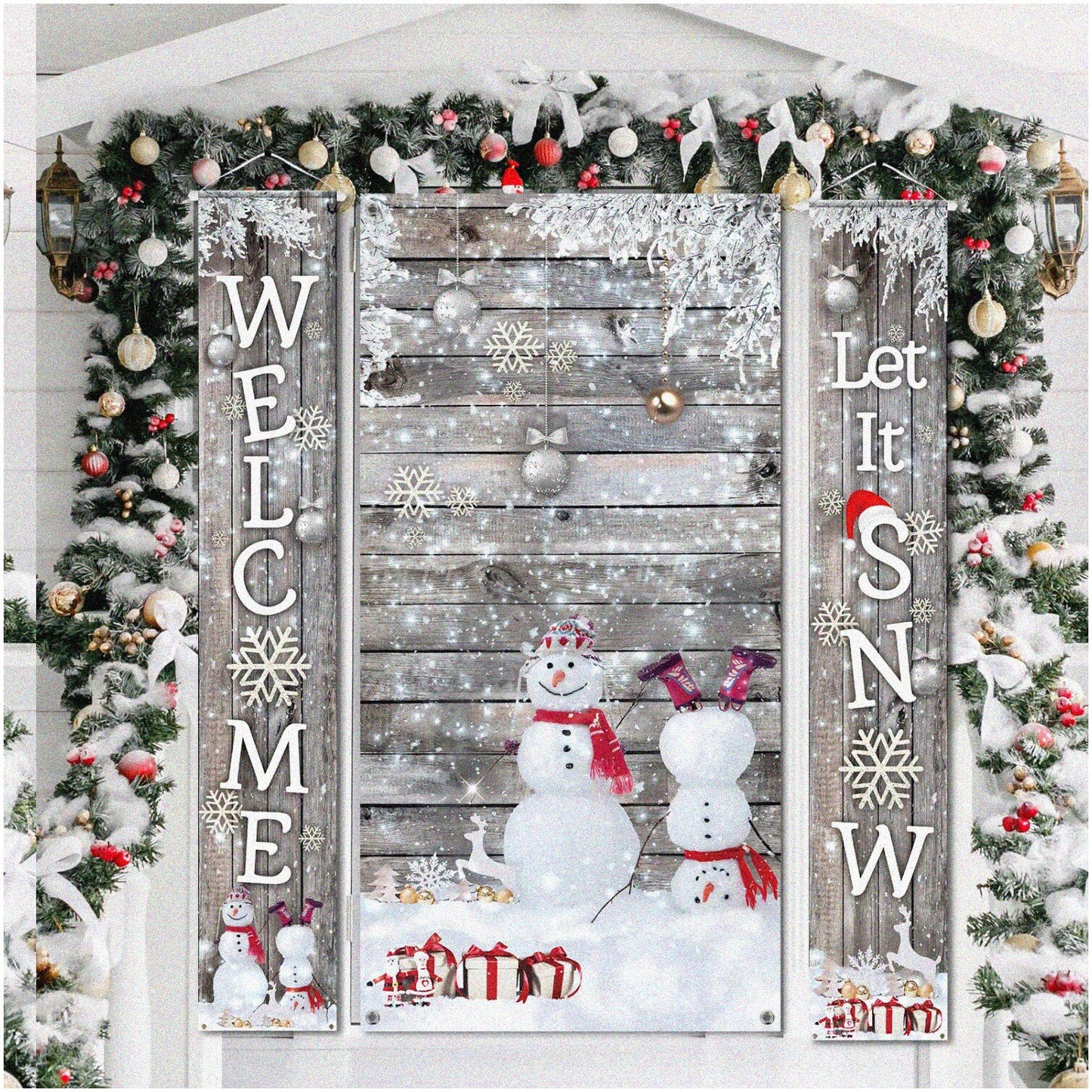 Snowman Winter Door Cover & Banner Set 3-Piece