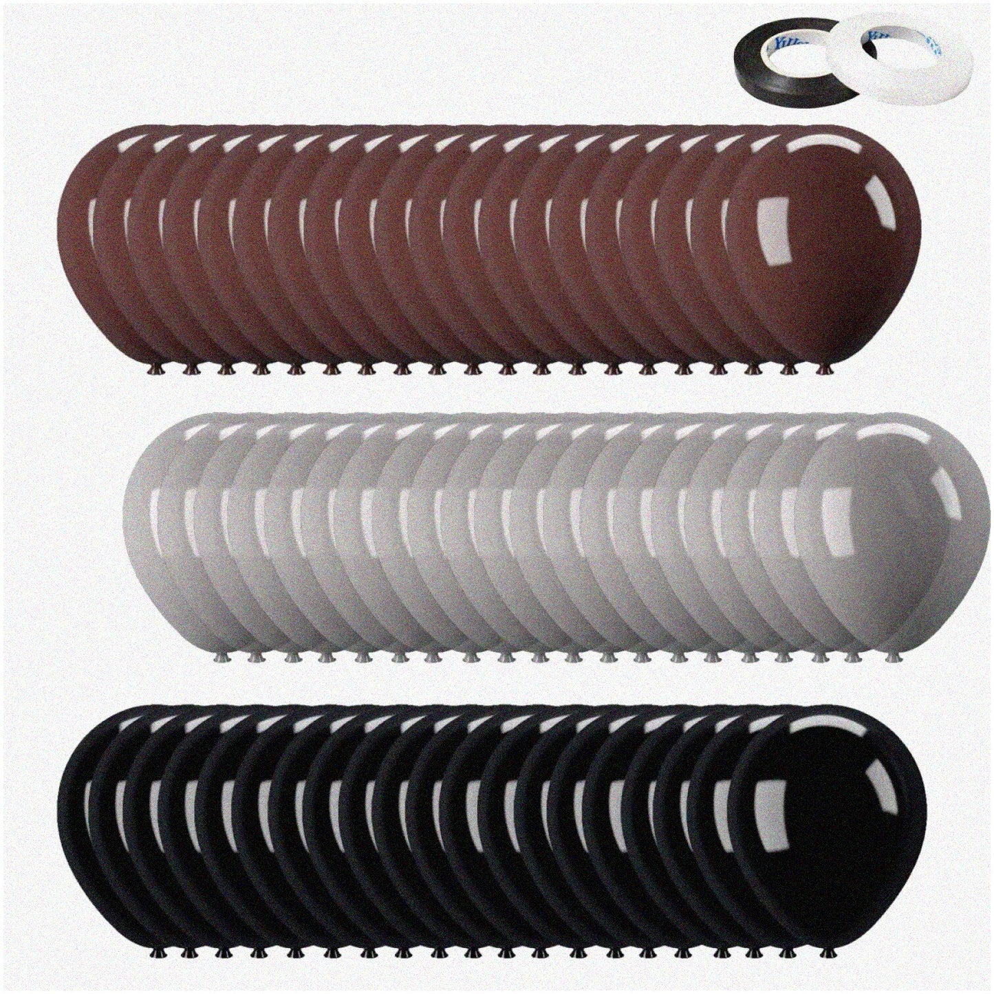 Office Party Pack of 60 Balloons in Black, Brown, Silver