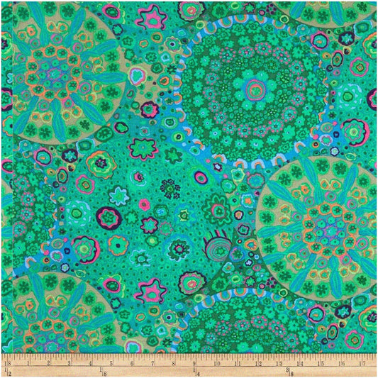 Meadow Millefiore Jade Cotton Fabric 44 Inches Wide