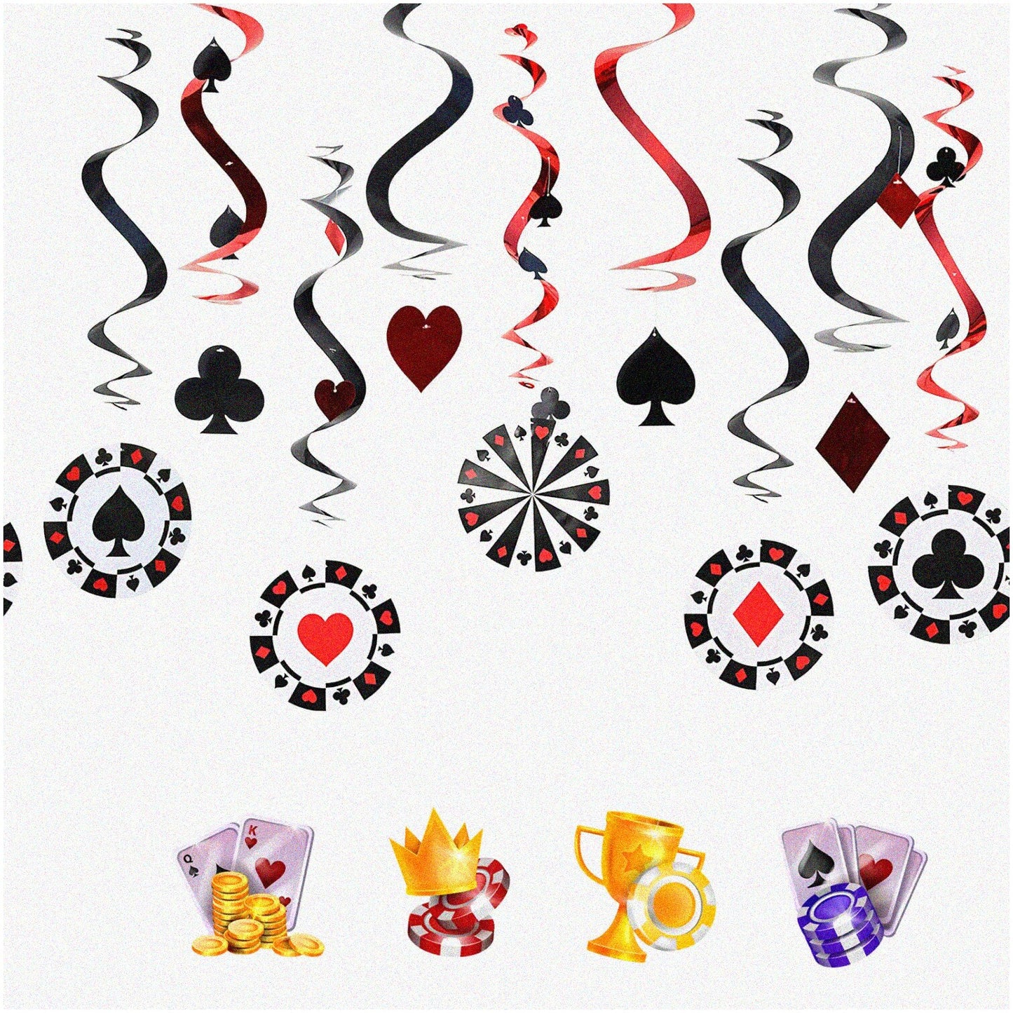 Casino Poker Swirls Decorations 9 Pieces Gold