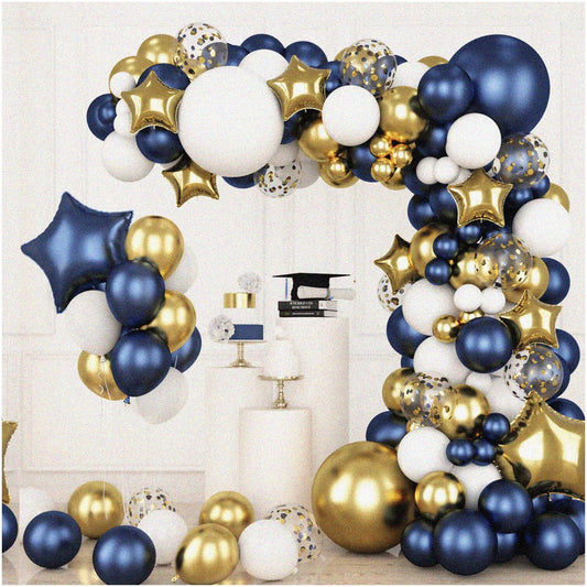Navy Gold Confetti Balloon Arch Kit 176pcs