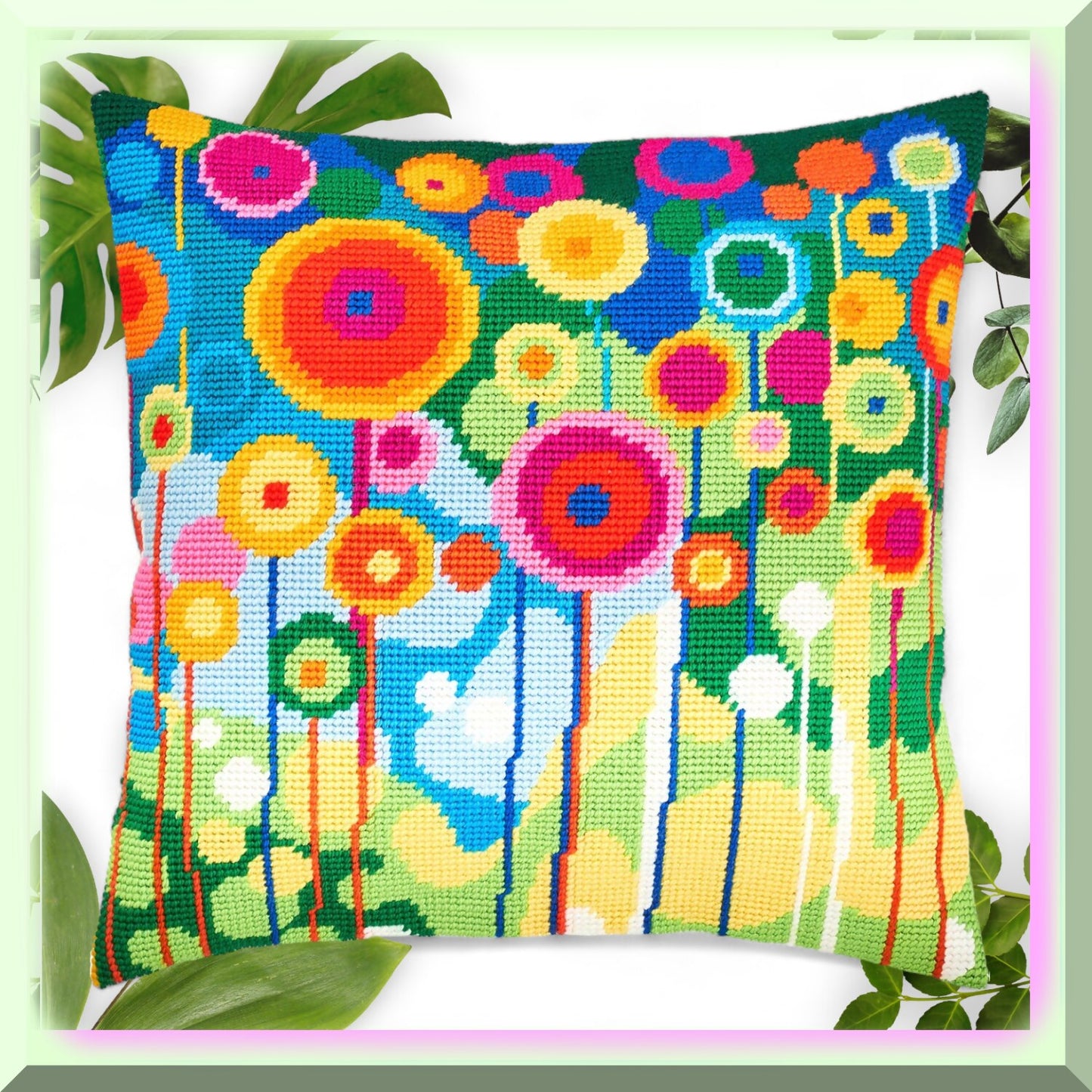 Dandelion Needlepoint Pillow Kit for Home Decor