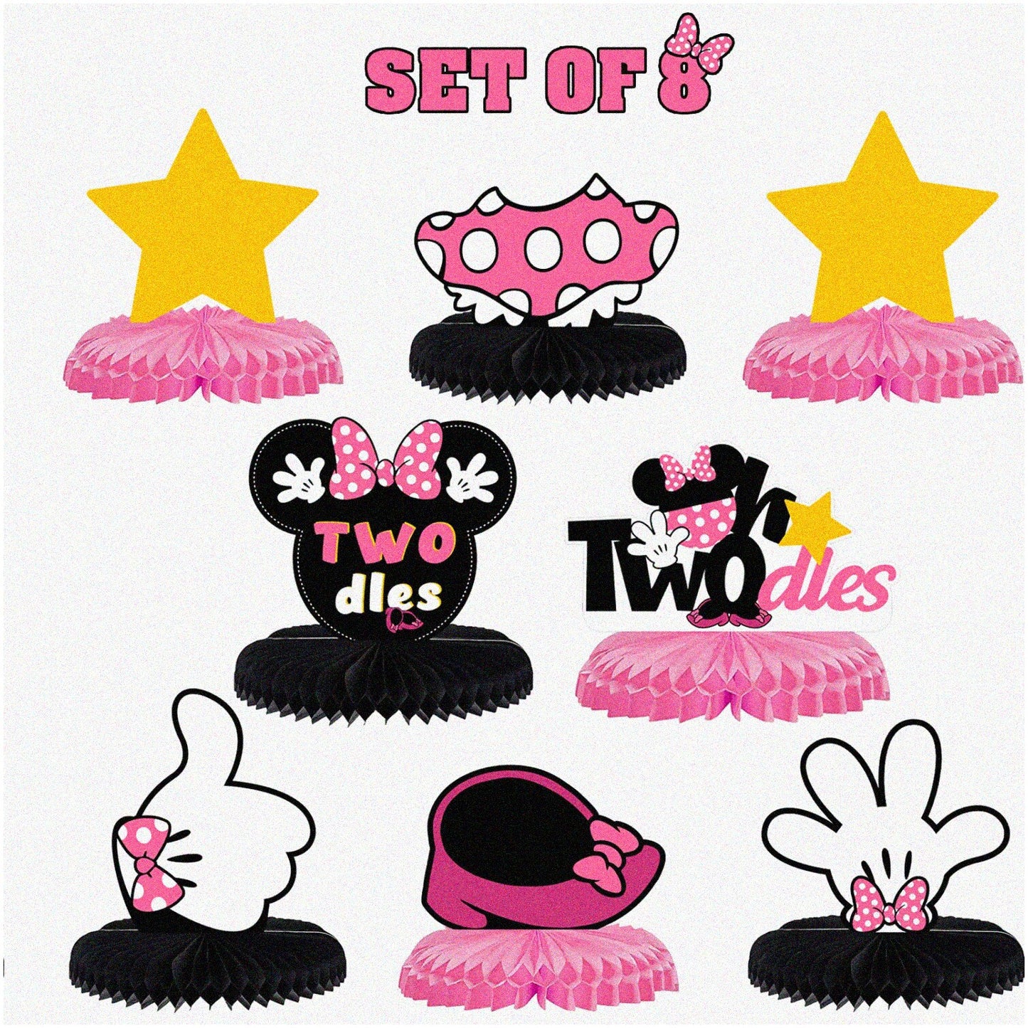 Minnie Mouse 8pcs Honeycomb Table Centerpieces