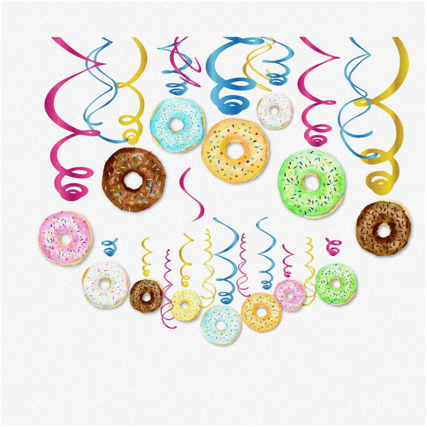 Sweet Swirls Donut Party Hanging Decorations 30 Ct