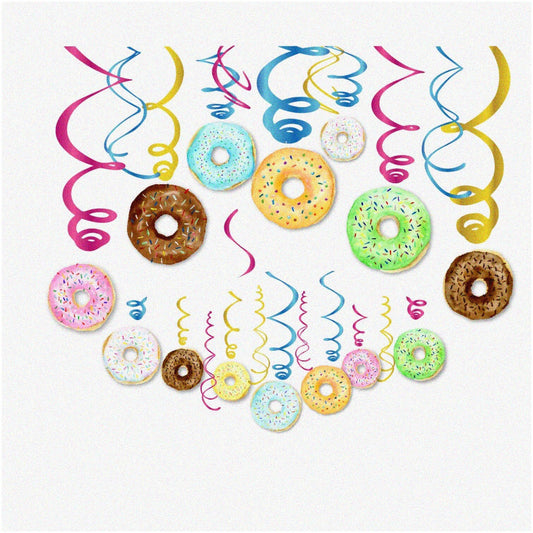 Sweet Swirls Donut Party Hanging Decorations 30 Ct
