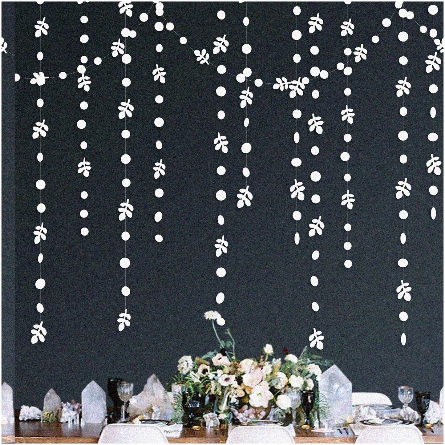 Spring Leaf Polka Dot Garland 52Ft White Party Decoration
