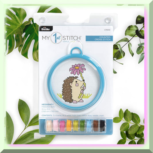 Cross Stitch Kit for Beginners with Hedgehog Design