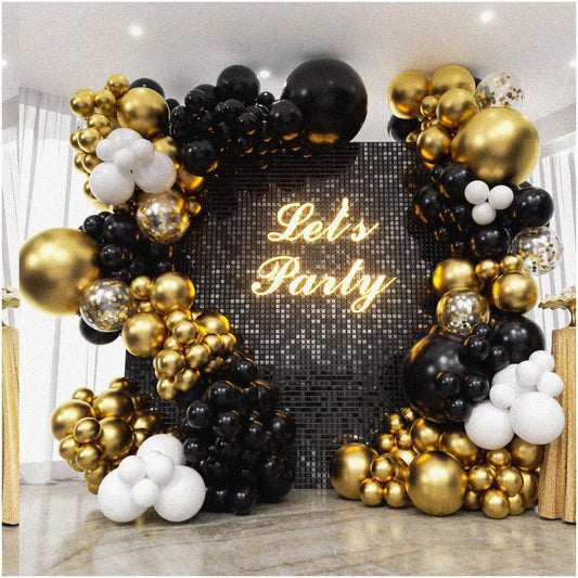 Black and Gold Balloon Garland Kit 134pcs