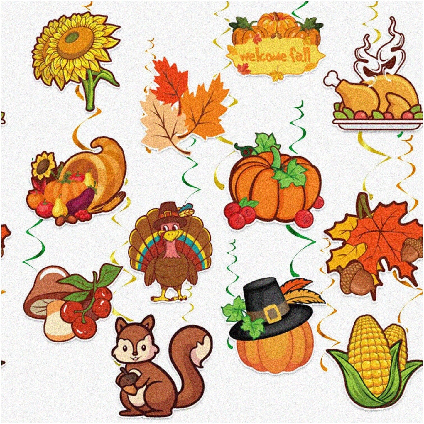 Autumn Delight Hanging Swirls 24PCS Fall Decorations