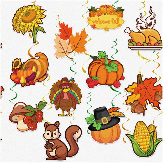 Autumn Delight Hanging Swirls 24PCS Fall Decorations