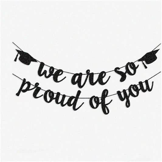 Black Glitter Graduation Banner for 2023 Celebration