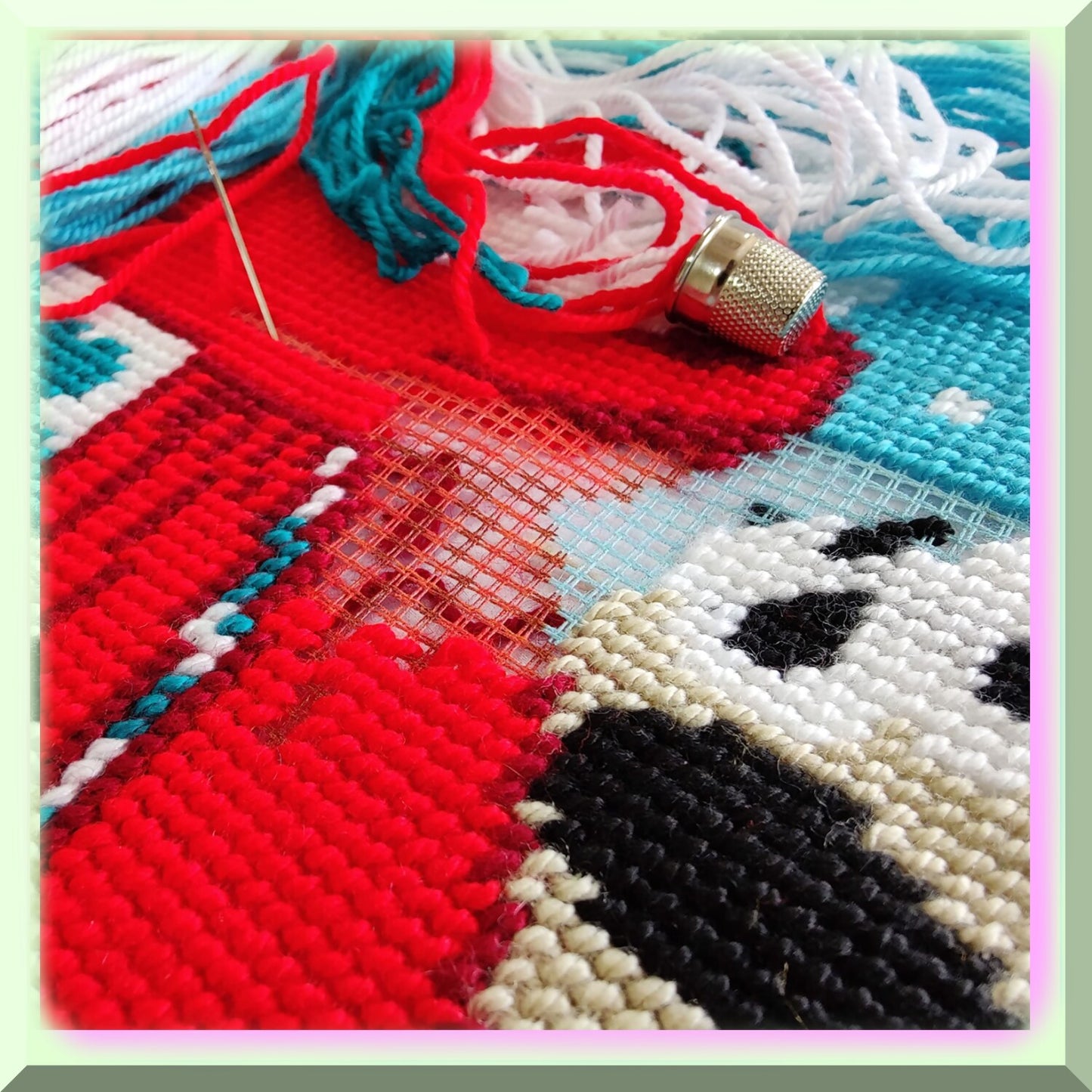 CozyCrafts Bear Cross-Stitch Kit for 16x16 Throw Pillow